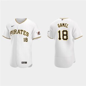 6863b4c0de53d_1 Men's Pittsburgh Pirates #18 Ben Gamel White Flex Base Stitched Jersey