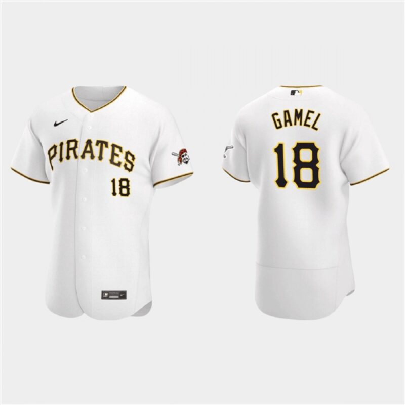 6863b4c0de53d_1 Men's Pittsburgh Pirates #18 Ben Gamel White Flex Base Stitched Jersey