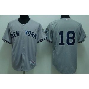 6863b4edb198b_1 Yankees #18 Johnny Damon Stitched Grey MLB Jersey