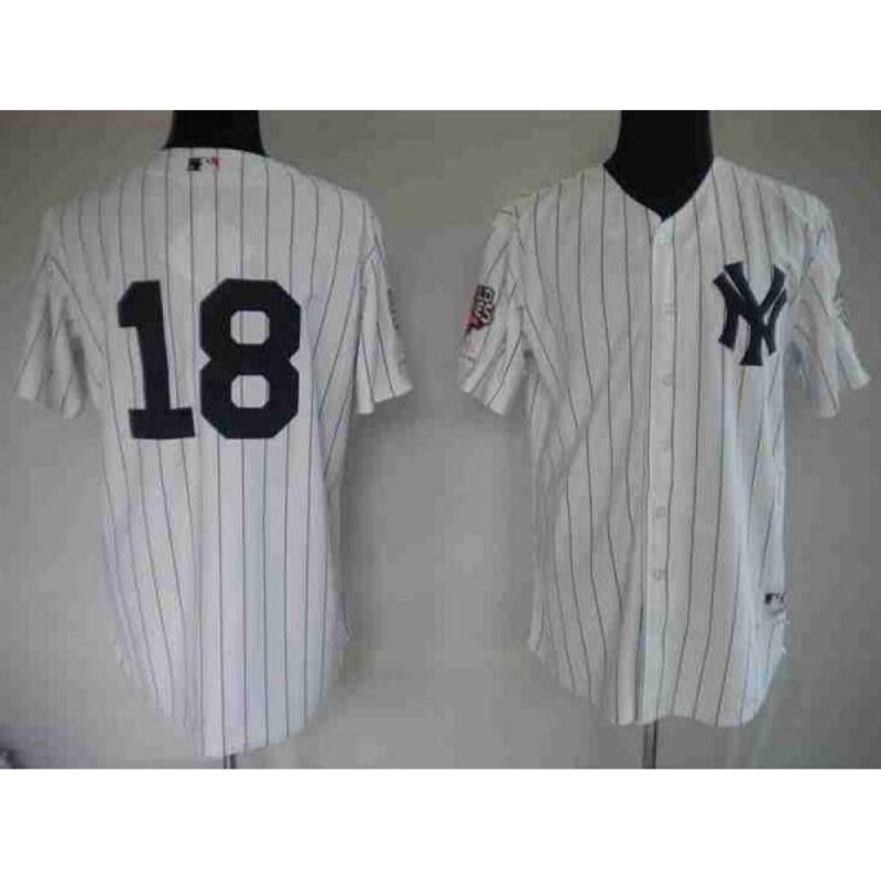 6863b4f15df5e_1 Yankees #18 Johnny Damon Stitched White MLB Jersey