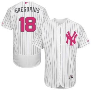 6863b4f51e2e5_1 Yankees #18 Didi Gregorius White Strip Flexbase Authentic Collection 2016 Mother's Day Stitched MLB Jersey