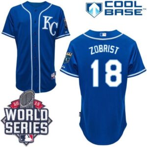 6863b57bc42d7_1 Royals #18 Ben Zobrist Blue Alternate 2 Cool Base W/2015 World Series Patch Stitched MLB Jersey