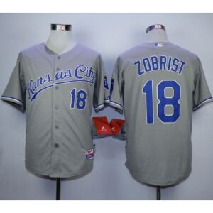 6863b57f51b68_1 Royals #18 Ben Zobrist Grey Cool Base Stitched MLB Jersey
