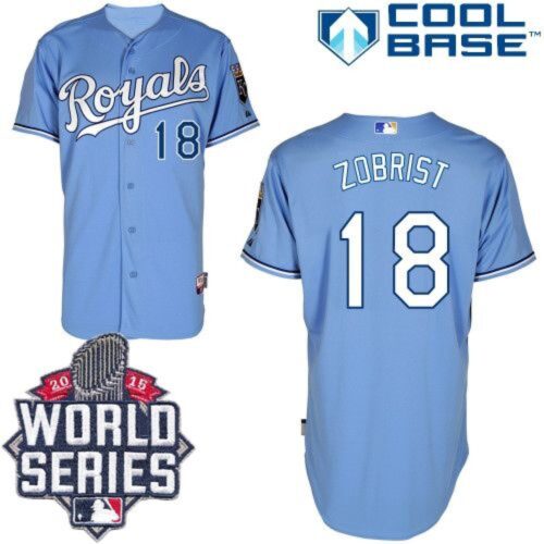 6863b58aa76f3_1 Royals #18 Ben Zobrist Light Blue Alternate 1 Cool Base W/2015 World Series Patch Stitched MLB Jersey