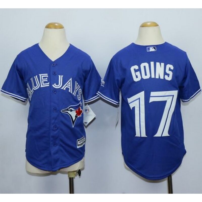 6863b59d12906_1 Blue Jays #17 Ryan Goins Blue Cool Base Stitched Youth MLB Jersey