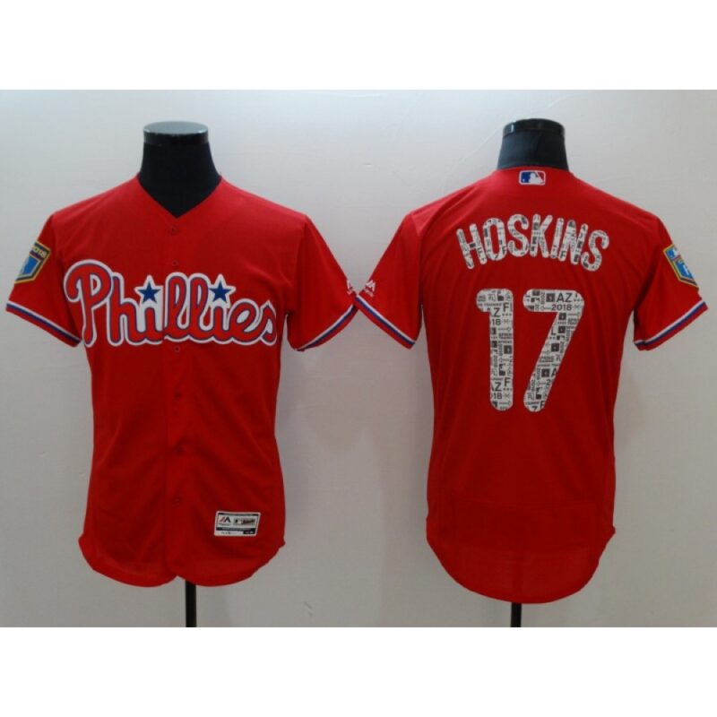 6863b5f728524_1 Men's Philadelphia Phillies #17 Rhys Hoskins Red 2018 Spring Training Flexbase Stitched MLB Jersey