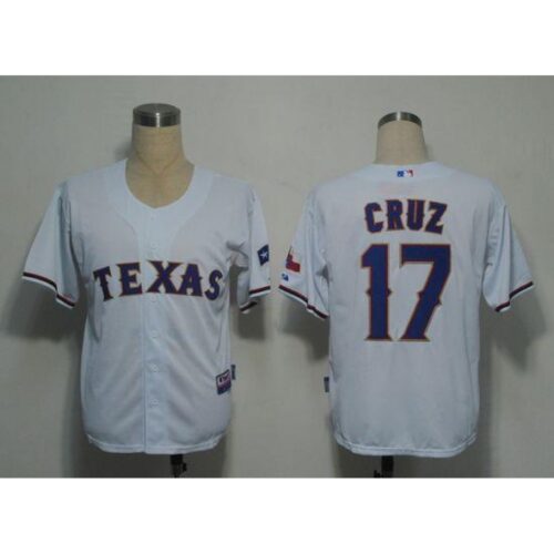 6863b62ad6c52_1 Rangers #17 Nelson Cruz White Stitched Cool Base MLB Jersey