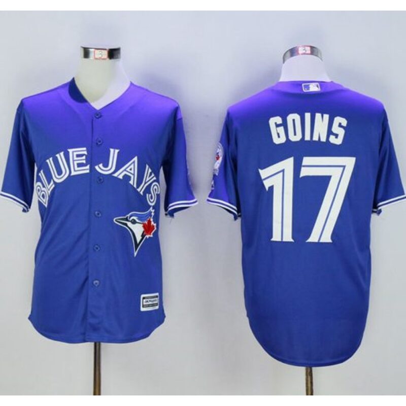 6863b6377e39d_1 Blue Jays #17 Ryan Goins Blue New Cool Base 40th Anniversary Stitched MLB Jersey