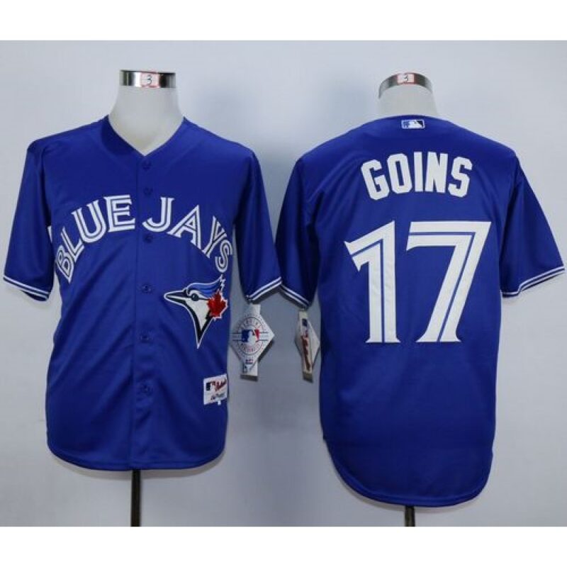 6863b63ab8aee_1 Blue Jays #17 Ryan Goins Blue Cool Base Stitched MLB Jersey