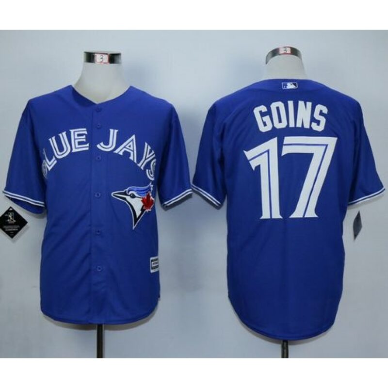 6863b63ea2efb_1 Blue Jays #17 Ryan Goins Blue New Cool Base Stitched MLB Jersey