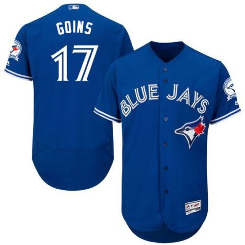 6863b6420caea_1 Blue Jays #17 Ryan Goins Blue Flexbase Authentic Collection Stitched MLB Jersey