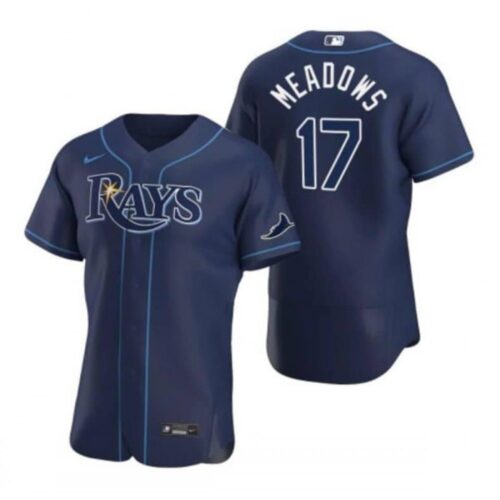 6863b67970f25_1 Men's Tampa Bay Rays #17 Austin Meadows Navy Flex Base Stitched Jersey