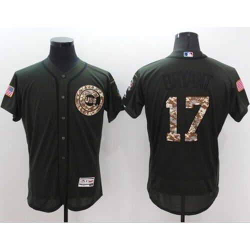 6863b6a0c32a5_1 Cubs #17 Kris Bryant Green Flexbase Authentic Collection Salute to Service Stitched MLB Jersey