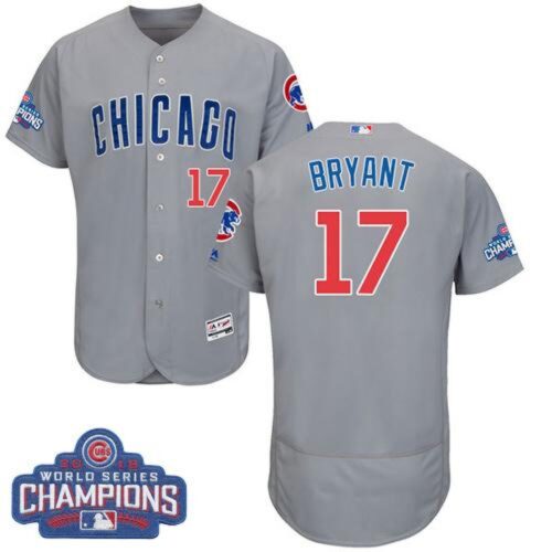 6863b6b94f699_1 Cubs #17 Kris Bryant Grey Flexbase Authentic Collection Road 2016 World Series Champions Stitched MLB Jersey
