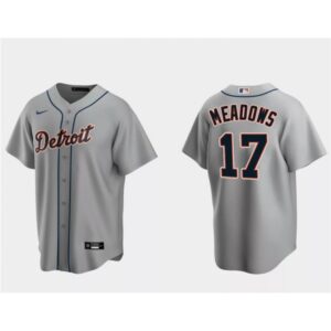6863b7011ac92_1 Men's Detroit Tigers #17 Austin Meadows Grey Cool Base Stitched Jersey