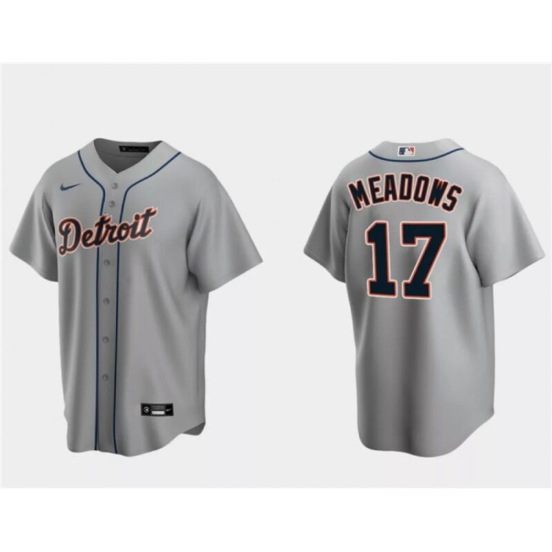 6863b7011ac92_1 Men's Detroit Tigers #17 Austin Meadows Grey Cool Base Stitched Jersey