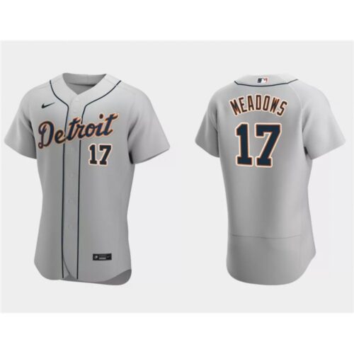 6863b7044df1c_1 Men's Detroit Tigers #17 Austin Meadows Grey Flex Base Stitched Jersey