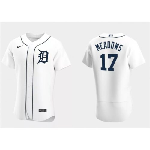 6863b707d7d7d_1 Men's Detroit Tigers #17 Austin Meadows White Flex Base Stitched Jersey