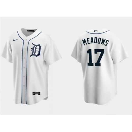 6863b70b8a28c_1 Men's Detroit Tigers #17 Austin Meadows White Cool Base Stitched Jersey