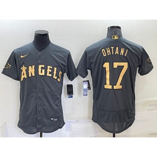6863b7273aa67_1 Men's Los Angeles Angels #17 Shohei Ohtani 2022 All-star Charcoal Flex Base Stitched Jersey