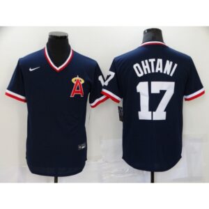 6863b7409c775_1 Men's Los Angeles Angels #17 Shohei Ohtani Navy Cool Base Stitched Baseball Jersey