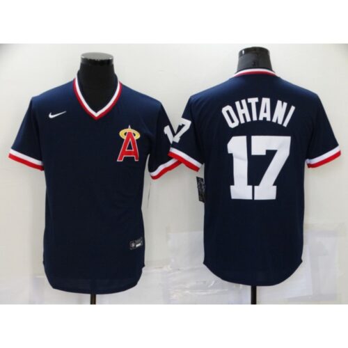 6863b7409c775_1 Men's Los Angeles Angels #17 Shohei Ohtani Navy Cool Base Stitched Baseball Jersey