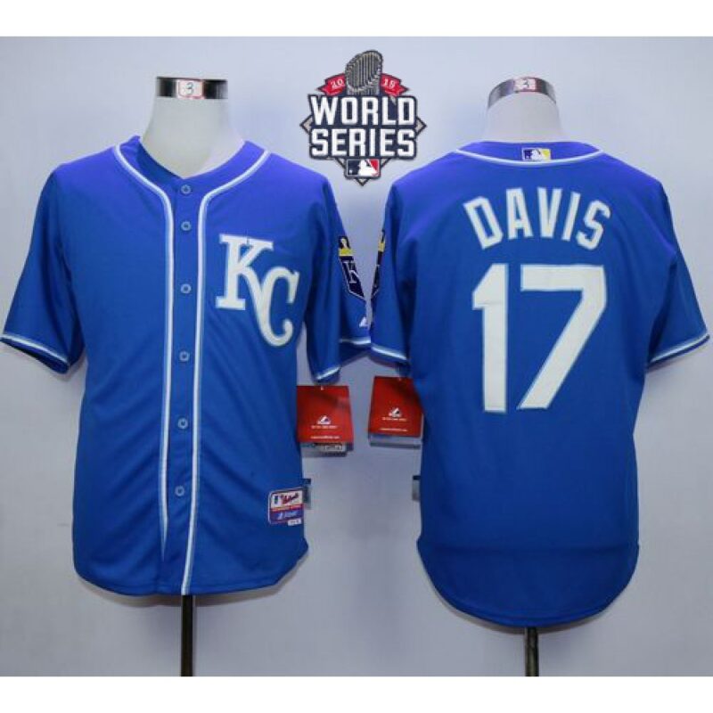 6863b7e06a482_1 Royals #17 Wade Davis Blue Alternate 2 Cool Base W/2015 World Series Patch Stitched MLB Jersey