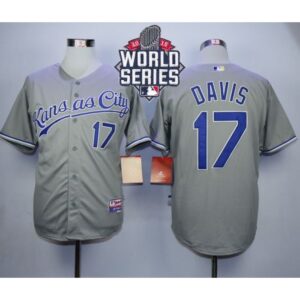 6863b804a1a63_1 Royals #17 Wade Davis Grey Cool Base W/2015 World Series Patch Stitched MLB Jersey