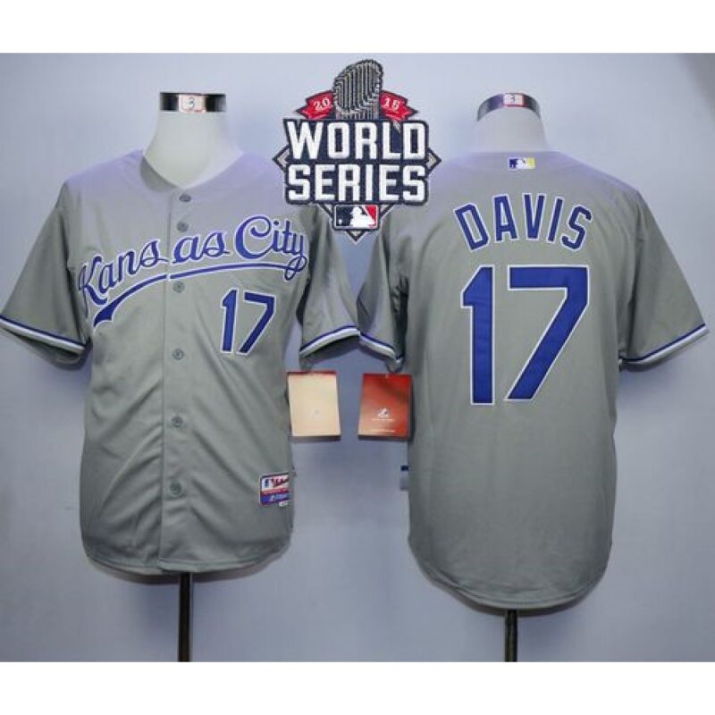 6863b804a1a63_1 Royals #17 Wade Davis Grey Cool Base W/2015 World Series Patch Stitched MLB Jersey