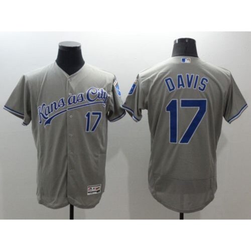 6863b80875fd2_1 Royals #17 Wade Davis Grey Flexbase Authentic Collection Stitched MLB Jersey