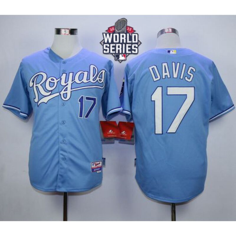 6863b8132a1a7_1 Royals #17 Wade Davis Light Blue Alternate 1 Cool Base W/2015 World Series Patch Stitched MLB Jersey