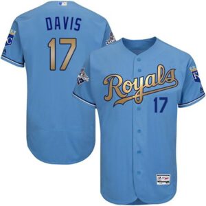 6863b81a8bddc_1 Royals #17 Wade Davis Light Blue FlexBase Authentic 2015 World Series Champions Gold Program Stitched MLB Jersey