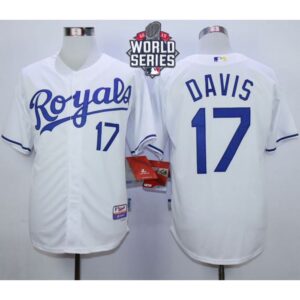 6863b8293ddf1_1 Royals #17 Wade Davis White Cool Base W/2015 World Series Patch Stitched MLB Jersey