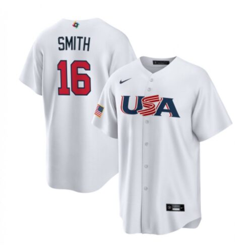 6863b8afb4607_1 Men's USA Baseball #16 Will Smith 2023 White World Baseball Classic Stitched Jersey