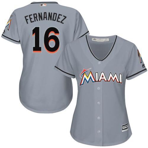 6863b8ba960cd_1 Marlins #16 Jose Fernandez Grey Women's Road Stitched MLB Jersey