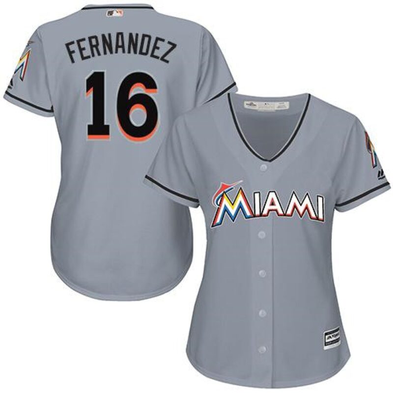6863b8ba960cd_1 Marlins #16 Jose Fernandez Grey Women's Road Stitched MLB Jersey
