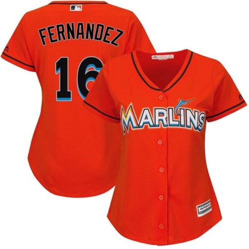 6863b8bdc235a_1 Marlins #16 Jose Fernandez Orange Women's Alternate Stitched MLB Jersey