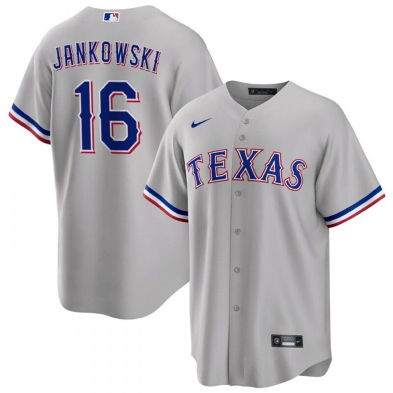 6863b8f3e8cea_1 Men's Texas Rangers #16 Travis Jankowski Grey Cool Base Stitched Baseball Jersey