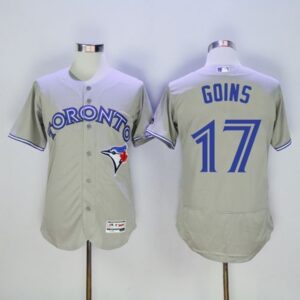 6863b90fe472c_1 Blue Jays #17 Ryan Goins Grey Flexbase Authentic Collection Stitched MLB Jersey