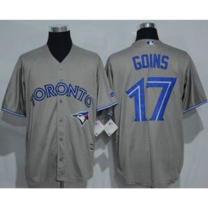 6863b9177735f_1 Blue Jays #17 Ryan Goins Grey New Cool Base Stitched MLB Jersey