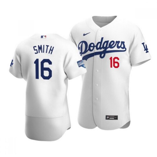 6863b95271f09_1 Youth Los Angeles Dodgers #16 Will Smith 2020 White World Series Champions Patch Flex Base Stitched Jersey