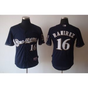 6863b95f86805_1 Brewers #16 Aramis Ramirez Blue Cool Base Stitched MLB Jersey