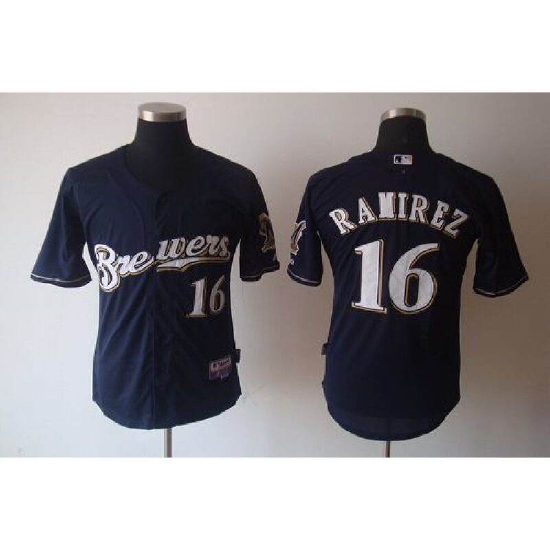 6863b95f86805_1 Brewers #16 Aramis Ramirez Blue Cool Base Stitched MLB Jersey