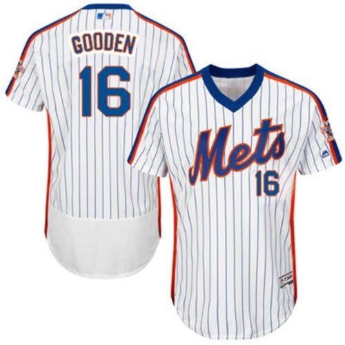 6863b97e0291b_1 Mets #16 Dwight Gooden White(Blue Strip) Flexbase Authentic Collection Cooperstown Stitched MLB Jersey
