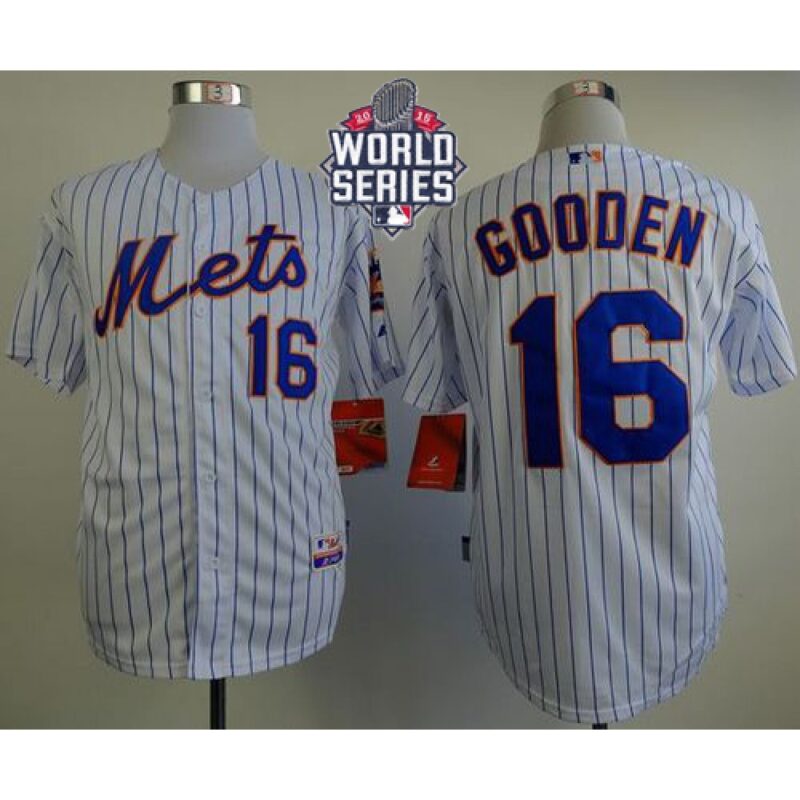 6863b98c90e7a_1 Mets #16 Dwight Gooden White(Blue Strip) Home Cool Base W/2015 World Series Patch Stitched MLB Jersey