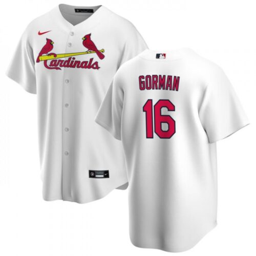 6863b993d2895_1 Men's St. Louis Cardinals #16 Nolan Gorman White Cool Base Stitched Jersey