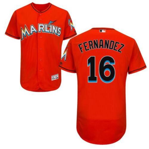 6863b9b84612c_1 marlins #16 Jose Fernandez Orange Flexbase Authentic Collection Stitched MLB Jersey