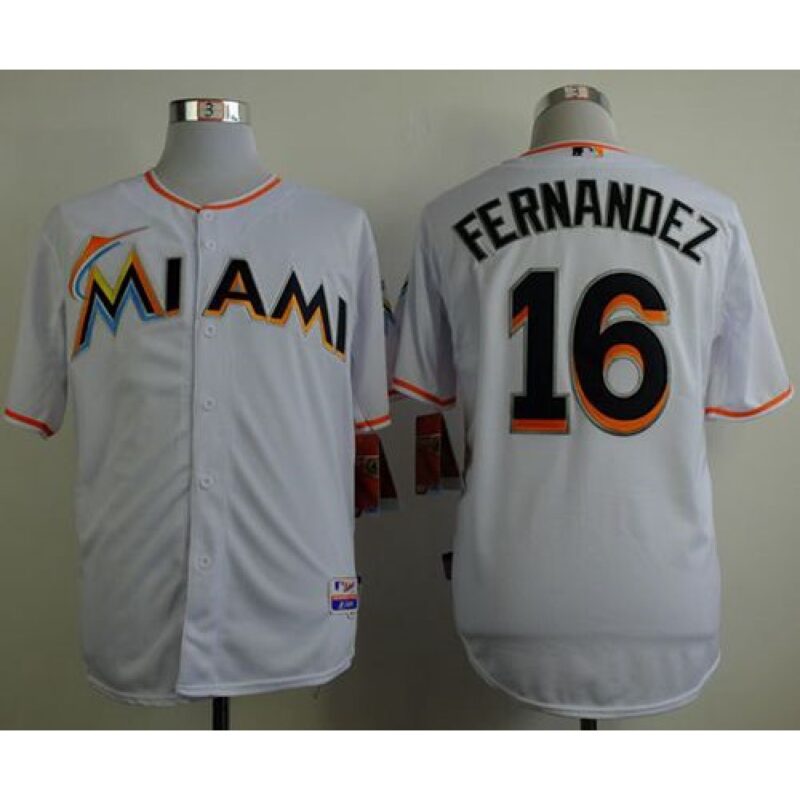 6863b9bf6e8fe_1 marlins #16 Jose Fernandez White Cool Base Stitched MLB Jersey
