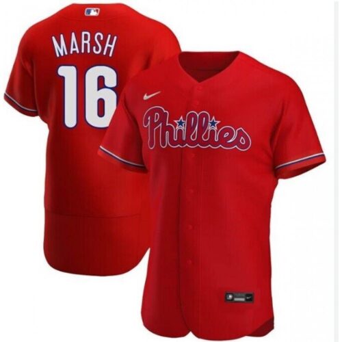 6863b9c6d0519_1 Men's Philadelphia Phillies #16 Brandon Marsh Red Flex Base Stitched Baseball Jersey