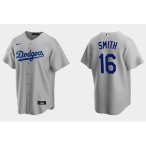 6863b9d1e1949_1 Men's Los Angeles Dodgers #16 Will Smith Grey Cool Base Stitched Jersey